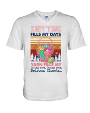 Knitting Fills My Days V-Neck T-Shirt tile