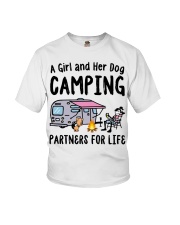 A Girl And Her Dog Camping Partner For Life Youth T-Shirt tile