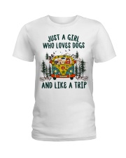 Just A Girl Who Loves Dogs And Like A Trip Ladies T-Shirt tile