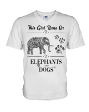 This Girl Runs On Elephants And Dogs V-Neck T-Shirt tile