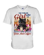 I'm Type Of Girl Perfectly Happy With Cat Yarn V-Neck T-Shirt tile