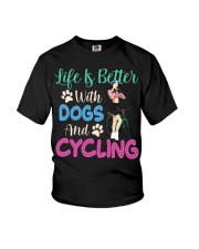 Life Is Better With Dogs And Cycling Youth T-Shirt tile