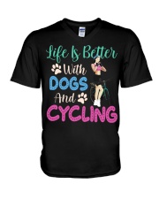 Life Is Better With Dogs And Cycling V-Neck T-Shirt tile