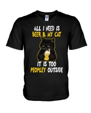 All I Need Is Beer And My Cat V-Neck T-Shirt tile