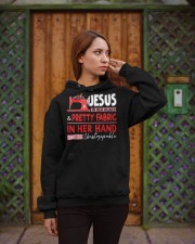 With Jesus In Her Heart Pretty Fabric In Her Hand Hooded Sweatshirt apparel-hooded-sweatshirt-lifestyle-02