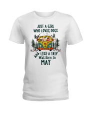 May Girl Who Loves Dogs And Like A Trip Ladies T-Shirt tile