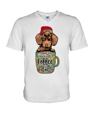 A Good Day Starts With Coffee And Dog Hippie Xmas V-Neck T-Shirt tile