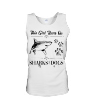 This Girl Runs On Sharks And Dogs Unisex Tank tile
