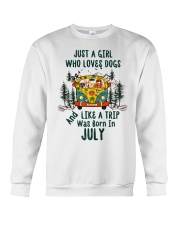 July Girl Who Loves Dogs And Like A Trip Crewneck Sweatshirt tile