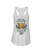 July Girl Who Loves Dogs And Like A Trip Ladies Flowy Tank tile