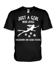 Just A Girl Who Loves Dachshund And Scuba Diving V-Neck T-Shirt tile