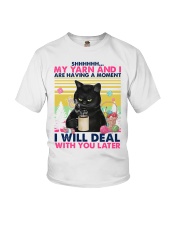 My Yarn And I Are Having A Moment - Black Cat Youth T-Shirt tile