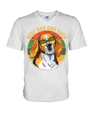 Mens Best Dog Dad Ever Retro Vintage V-Neck T-Shirt thumbnail