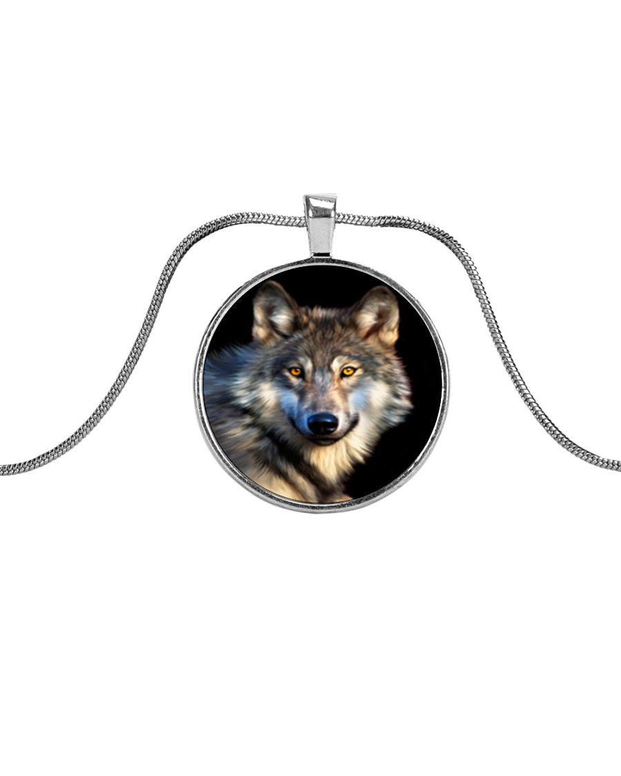 I LOVE WOLF Metallic Circle Necklace