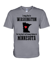 LIVE IN WASHINGTON BUT BELONG TO MINNESOTA V-Neck T-Shirt thumbnail