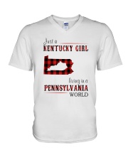 JUST A KENTUCKY GIRL IN A PENNSYLVANIA WORLD V-Neck T-Shirt thumbnail
