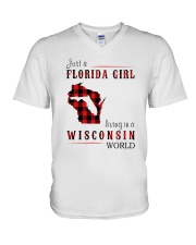 JUST A FLORIDA GIRL IN A WISCONSIN WORLD V-Neck T-Shirt thumbnail