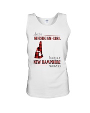 JUST A MICHIGAN GIRL IN A NEW HAMPSHIRE WORLD Unisex Tank thumbnail