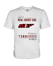 JUST A NEW JERSEY GIRL IN A TENNESSEE WORLD V-Neck T-Shirt thumbnail