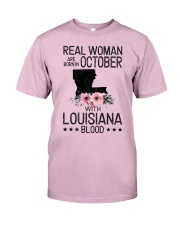 WOMAN BORN IN OCTOBER WITH LOUISIANA BLOOD Classic T-Shirt thumbnail