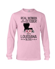 WOMAN BORN IN OCTOBER WITH LOUISIANA BLOOD Long Sleeve Tee thumbnail