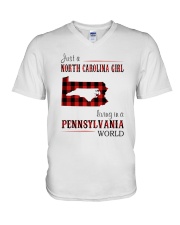 JUST A NORTH CAROLINA GIRL IN A PENNSYLVANIA WORLD V-Neck T-Shirt thumbnail