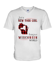 JUST A NEW YORK GIRL IN A WISCONSIN WORLD V-Neck T-Shirt thumbnail