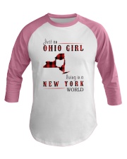 JUST AN OHIO GIRL IN A NEW YORK WORLD Baseball Tee thumbnail