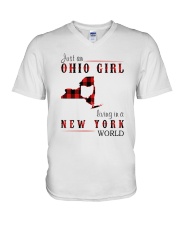 JUST AN OHIO GIRL IN A NEW YORK WORLD V-Neck T-Shirt thumbnail