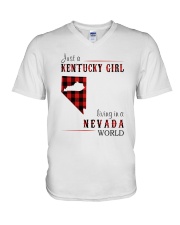 JUST A KENTUCKY GIRL IN A NEVADA WORLD V-Neck T-Shirt thumbnail