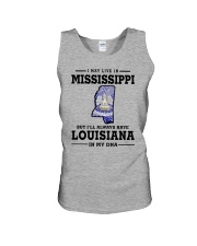 LIVE IN MISSISSIPPI BUT LOUISIANA IN MY DNA Unisex Tank thumbnail