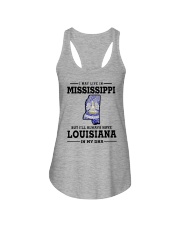 LIVE IN MISSISSIPPI BUT LOUISIANA IN MY DNA Ladies Flowy Tank thumbnail