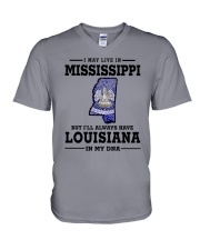 LIVE IN MISSISSIPPI BUT LOUISIANA IN MY DNA V-Neck T-Shirt thumbnail