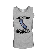 LIVE IN CALIFORNIA BUT MICHIGAN IN MY DNA Unisex Tank thumbnail