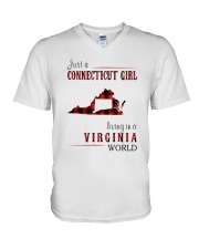 JUST A CONNECTICUT GIRL IN A VIRGINIA WORLD V-Neck T-Shirt thumbnail