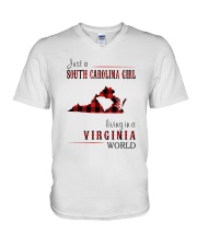 JUST A SOUTH CAROLINA GIRL IN A VIRGINIA WORLD V-Neck T-Shirt thumbnail