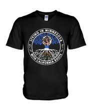LIVING IN MINNESOTA WITH CALIFORNIA ROOTS V-Neck T-Shirt thumbnail