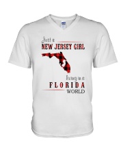 JUST A NEW JERSEY GIRL IN A FLORIDA WORLD V-Neck T-Shirt thumbnail