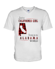 JUST A CALIFORNIA GIRL IN AN ALABAMA WORLD V-Neck T-Shirt thumbnail