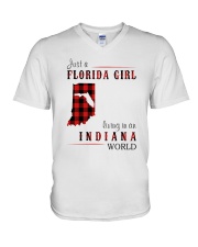 JUST A FLORIDA GIRL IN AN INDIANA WORLD V-Neck T-Shirt thumbnail