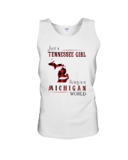 JUST A TENNESSEE GIRL IN A MICHIGAN WORLD Unisex Tank thumbnail