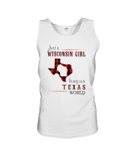 JUST A WISCONSIN GIRL IN A TEXAS WORLD Unisex Tank thumbnail