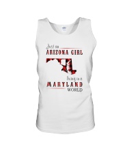 JUST AN ARIZONA GIRL IN A MARYLAND WORLD Unisex Tank thumbnail