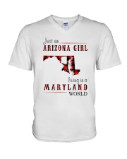 JUST AN ARIZONA GIRL IN A MARYLAND WORLD V-Neck T-Shirt thumbnail