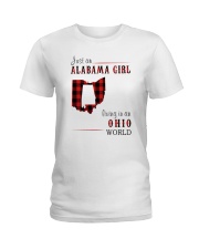 JUST AN ALABAMA GIRL IN AN OHIO WORLD Ladies T-Shirt thumbnail