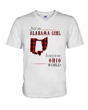 JUST AN ALABAMA GIRL IN AN OHIO WORLD V-Neck T-Shirt thumbnail