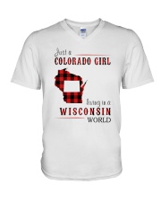 JUST A COLORADO GIRL IN A WISCONSIN WORLD V-Neck T-Shirt thumbnail