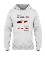 JUST AN OKLAHOMA GIRL IN A TENNESSEE WORLD Hooded Sweatshirt front