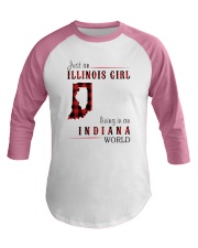JUST AN ILLINOIS GIRL IN AN INDIANA WORLD Baseball Tee thumbnail