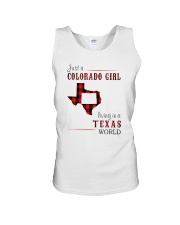 JUST A COLORADO GIRL IN A TEXAS WORLD Unisex Tank thumbnail